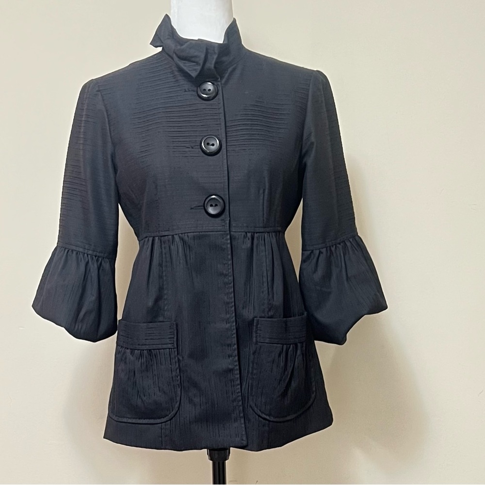 Nanette Lepore NEW Baby Doll Bowtie Balloon Cuffs Peplum Coat Cardigan Jacket 4